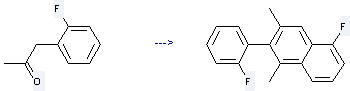 2-Fluorophenylacetone is used to produce 5-fluoro-2-(2-fluoro-phenyl)-1,3-dimethyl-naphthalene.